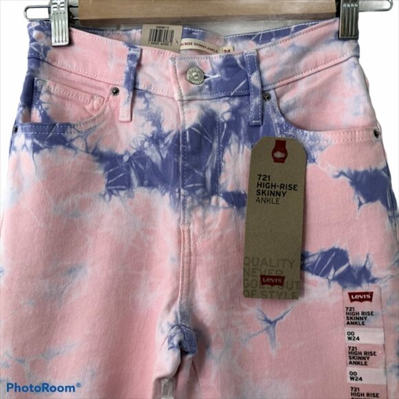 Levis Womens Plus Size 721 Tie-dye High Rise Ankle Jeans Size 24 (00) - Picture 6 of 11